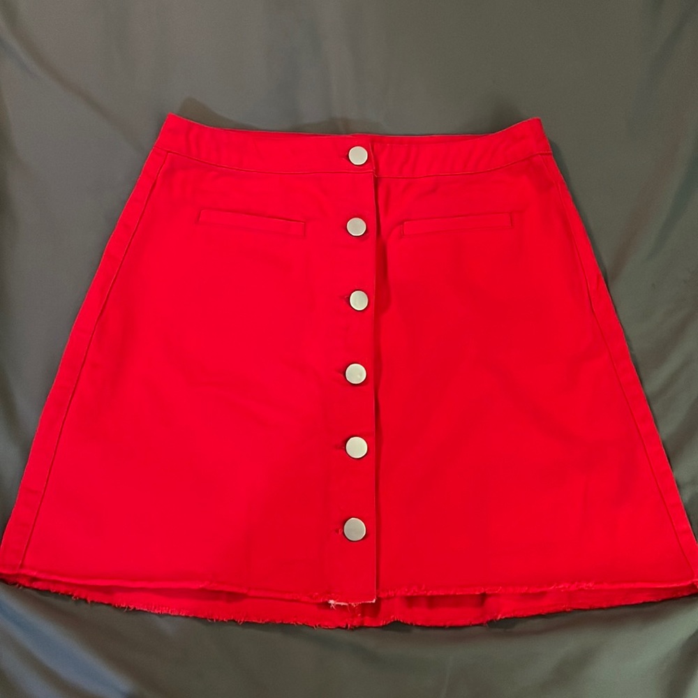 Red jean skirt